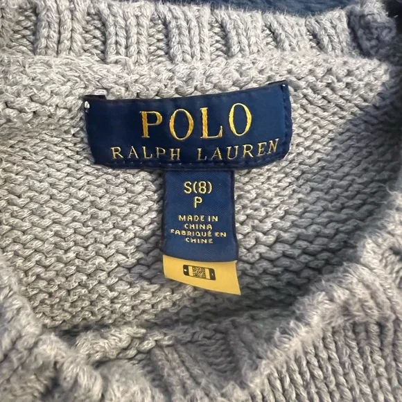 Polo Ralph Lauren Sweater Boys Kids 8 American Flag Gray - Picture 5 of 12